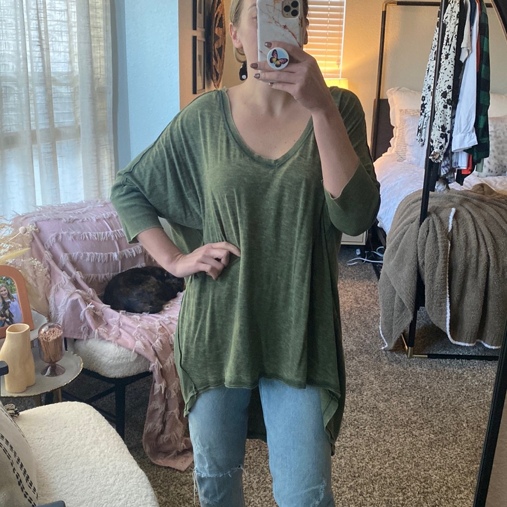 Free people green hi-low top